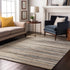 8' X 10' Ivory Gray And Brown Striped Washable Area Rug With UV Protection