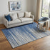 5' X 8' Navy Blue Ivory And Gray Striped Washable Area Rug With UV Protection