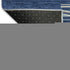 8' Navy Blue Ivory And Gray Striped Washable Round Rug With UV Protection