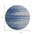 8' Navy Blue Ivory And Gray Striped Washable Round Rug With UV Protection
