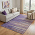 5' X 8' Purple Orange And Ivory Striped Washable Area Rug With UV Protection