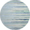 8' Sky Blue Olive Green And Ivory Striped Washable Round Rug With UV Protection