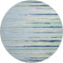 8' Sky Blue Olive Green And Ivory Striped Washable Round Rug With UV Protection