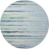 8' Sky Blue Olive Green And Ivory Striped Washable Round Rug With UV Protection