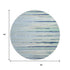 8' Sky Blue Olive Green And Ivory Striped Washable Round Rug With UV Protection