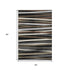 5' X 8' Black Brown And Ivory Striped Washable Area Rug With UV Protection