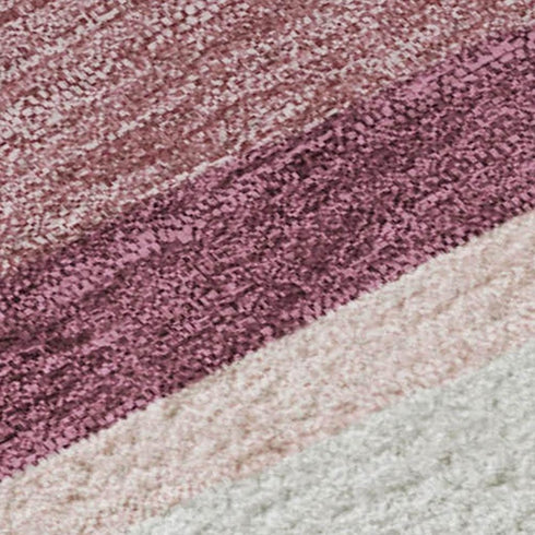 5' X 8' Pink Ivory And Blush Striped Washable Area Rug With UV Protection