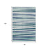 8' X 10' Teal Ivory And Blue Striped Washable Area Rug With UV Protection