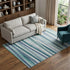 8' X 10' Teal Ivory And Blue Striped Washable Area Rug With UV Protection