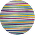 8' White Purple And Yellow Striped Washable Round Rug With UV Protection