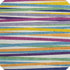8' White Purple And Yellow Striped Washable Round Rug With UV Protection