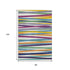 8' X 10' White Purple And Yellow Striped Washable Area Rug With UV Protection