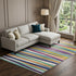 8' X 10' White Purple And Yellow Striped Washable Area Rug With UV Protection