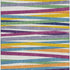 8' X 10' White Purple And Yellow Striped Washable Area Rug With UV Protection