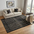 5' X 8' Black Ivory And Beige Striped Washable Area Rug With UV Protection