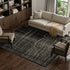 9' X 12' Black Ivory And Beige Striped Washable Area Rug With UV Protection