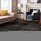 9' X 12' Black Ivory And Beige Striped Washable Area Rug With UV Protection