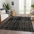 9' X 12' Black Ivory And Beige Striped Washable Area Rug With UV Protection
