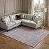 9' X 12' Lavender Ivory And Gray Striped Washable Area Rug With UV Protection