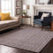 9' X 12' Lavender Ivory And Gray Striped Washable Area Rug With UV Protection