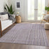 9' X 12' Lavender Ivory And Gray Striped Washable Area Rug With UV Protection