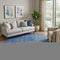 8' Navy Blue And Ivory Striped Washable Round Rug With UV Protection
