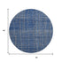 8' Navy Blue And Ivory Striped Washable Round Rug With UV Protection
