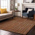 8' X 10' Rust Ivory And Gray Striped Washable Area Rug With UV Protection
