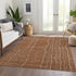 8' X 10' Rust Ivory And Gray Striped Washable Area Rug With UV Protection