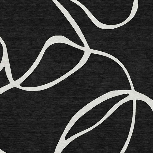 5' X 8' Black And Ivory Abstract Washable Area Rug With UV Protection