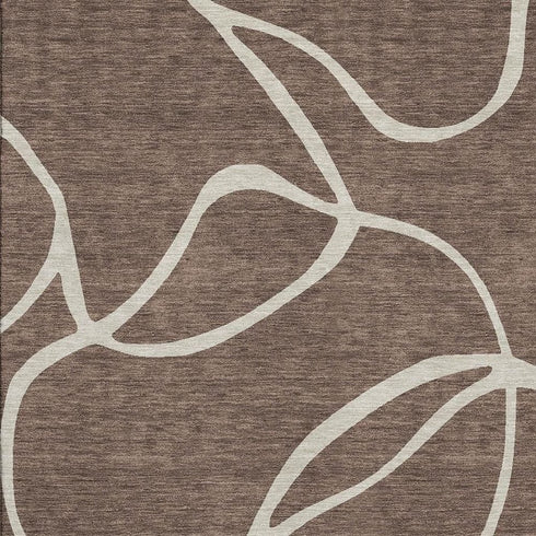 5' X 8' Brown And Beige Abstract Washable Area Rug With UV Protection