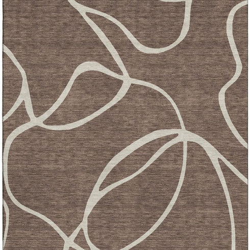 5' X 8' Brown And Beige Abstract Washable Area Rug With UV Protection