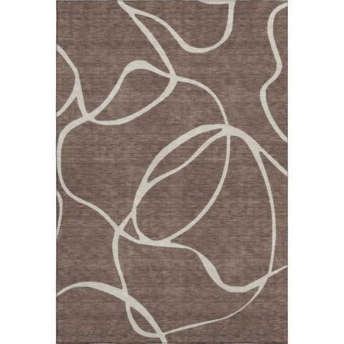 8' X 10' Brown And Beige Abstract Washable Area Rug With UV Protection