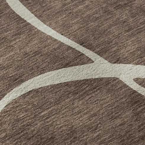 8' X 10' Brown And Beige Abstract Washable Area Rug With UV Protection
