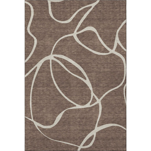 8' X 10' Brown And Beige Abstract Washable Area Rug With UV Protection