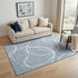 5' X 8' Denim Blue And Ivory Abstract Washable Area Rug With UV Protection