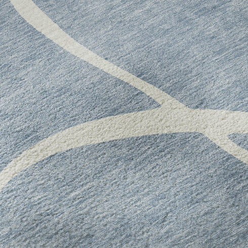 5' X 8' Denim Blue And Ivory Abstract Washable Area Rug With UV Protection