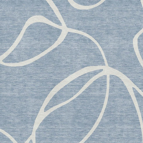 5' X 8' Denim Blue And Ivory Abstract Washable Area Rug With UV Protection