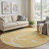 8' Gold And Ivory Abstract Washable Round Rug With UV Protection