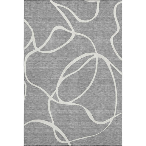 8' X 10' Gray And Ivory Abstract Washable Area Rug With UV Protection