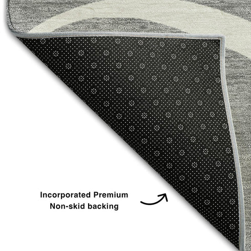 8' X 10' Gray And Ivory Abstract Washable Area Rug With UV Protection
