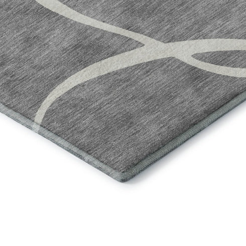 8' X 10' Gray And Ivory Abstract Washable Area Rug With UV Protection
