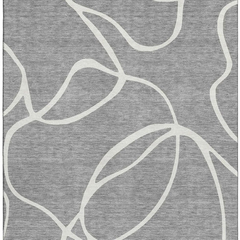 8' X 10' Gray And Ivory Abstract Washable Area Rug With UV Protection
