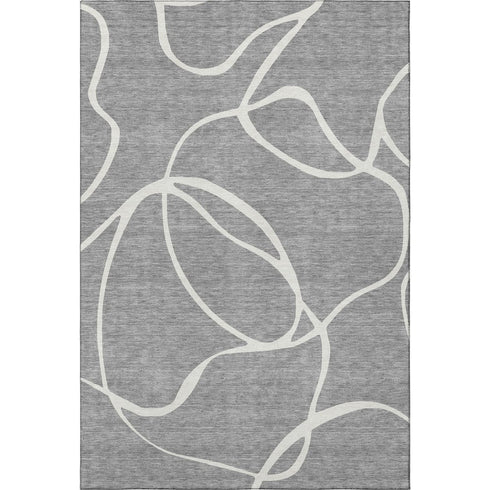 8' X 10' Gray And Ivory Abstract Washable Area Rug With UV Protection