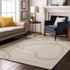 8' X 10' Ivory And Beige Abstract Washable Area Rug With UV Protection
