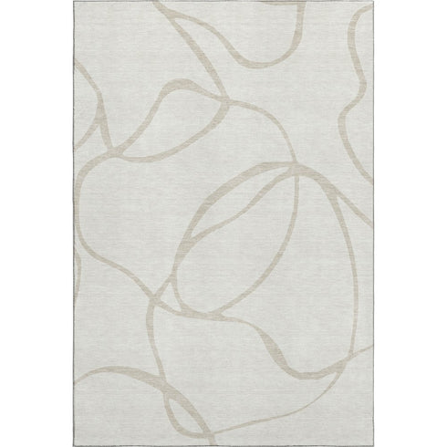 8' X 10' Ivory And Beige Abstract Washable Area Rug With UV Protection