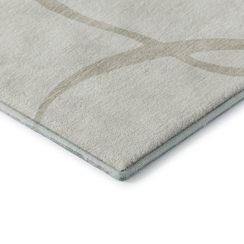 8' X 10' Ivory And Beige Abstract Washable Area Rug With UV Protection