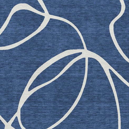 5' X 8' Navy Blue And Ivory Abstract Washable Area Rug With UV Protection