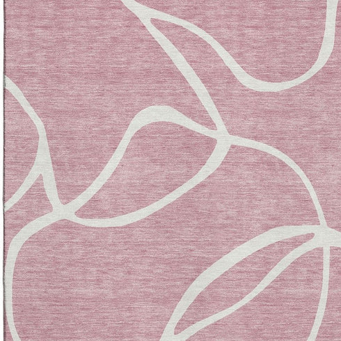 8' X 10' Pink And Ivory Abstract Washable Area Rug With UV Protection