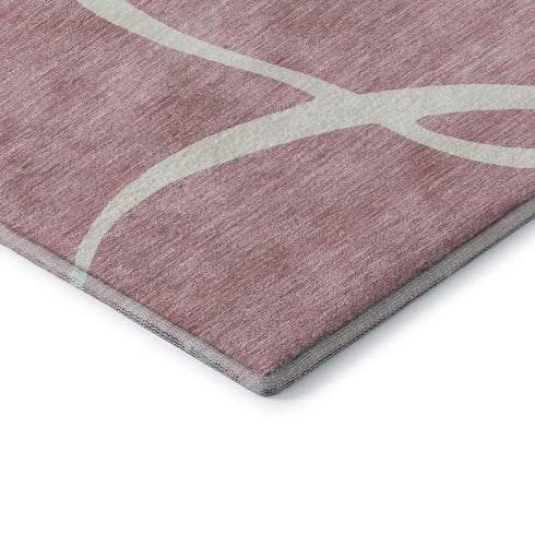 8' X 10' Pink And Ivory Abstract Washable Area Rug With UV Protection